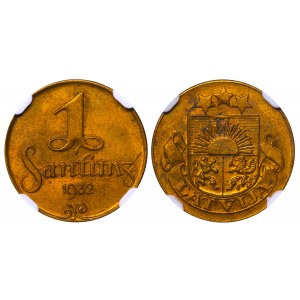 Latvia, 1 Santims, 1932 year, NGC, MS 62 RB