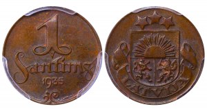 Lotyšsko, 1 santim, rok 1935, PCGS MS63BN, Top
