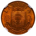 Latvia, 1 Santims, 1937 year, NGC, MS 64 RB