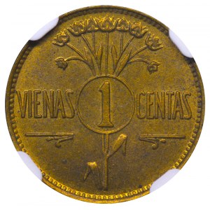 Lithuania, 1 Centas, 1925 year, NGC, MS 63