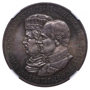 Saské kráľovstvo, 5 mariek, rok 1909, 500. výročie založenia Lipskej univerzity, NGC, MS 65