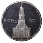 Nemecko, 5 ríšskych mariek, rok 1934, A, 1. výročie nacistickej vlády - Postupimský posádkový kostol, NGC, PF 64 CAMEO