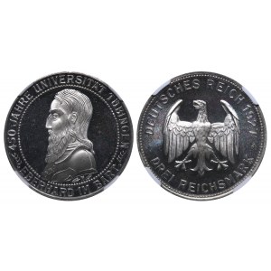 Germany, 3 Reichsmark, 1927 year, F, 450th Anniversary of the Tubingen University, NGC, PF 68 UC, Top PoP