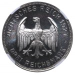 Germany, 3 Reichsmark, 1927 year, F, 450th Anniversary of the Tubingen University, NGC, PF 68 UC, Top PoP