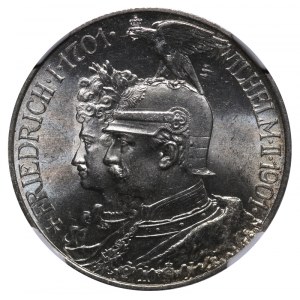 Kingdom of Prussia, 2 Marks, 1901 year, A, 200th Anniversary of the Kingdom of Prussia, NGC, MS 64