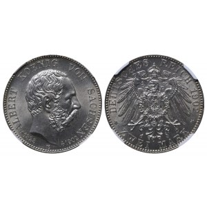 Kingdom of Saxony, 2 Marks, 1902 year, E, Death of King Albert, NGC, MS 65