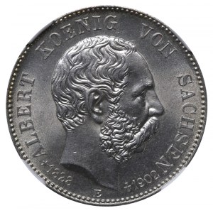 Kingdom of Saxony, 2 Marks, 1902 year, E, Death of King Albert, NGC, MS 65