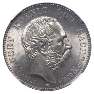 Kingdom of Saxony, 2 Marks, 1902 year, E, Death of King Albert, NGC, MS 64