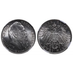 Kingdom of Bavaria, 2 Marks, 1911 year, D, 90th Birthday of Prince Regent Luitpold, NGC, MS 63