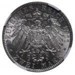 Kingdom of Bavaria, 2 Marks, 1911 year, D, 90th Birthday of Prince Regent Luitpold, NGC, MS 63
