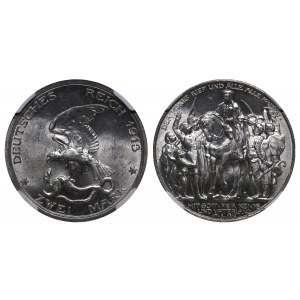 Pruské kráľovstvo, 2 marky, rok 1913, A, 100. výročie vstupu Prusov do vojny proti Napoleonovi, NGC, MS 64