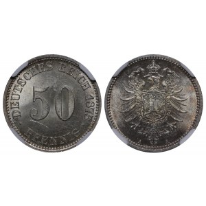 Germany, 50 Pfennigs, 1875 year, A, NGC, MS 63
