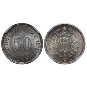 Germany, 50 Pfennigs, 1875 year, G, NGC, MS 62