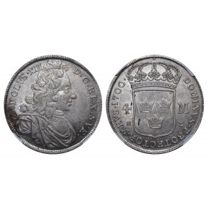 Sweden, 4 Mark, 1700 year, HZ, NGC, MS 61, Top PoP