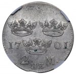 Sweden, 2 Mark, 1701 year, HZ, NGC, XF 45