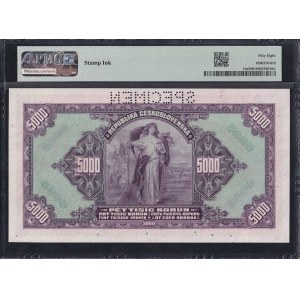 Bohemia & Moravia, 5000 Korun, 1943, Choice About UNC 58, ''SPECIMEN''