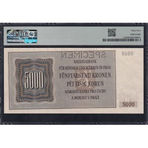 Bohemia & Moravia, 5000 Korun, 1944, Choice UNC 64, ''SPECIMEN''