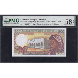Comoros, 500 Francs, 1994, Choice About UNC 58 EPQ