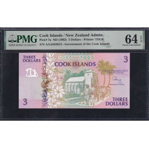 Cook Islands, 3 Dollars, 1992, Choice UNC 64 EPQ