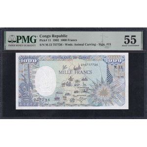 Congo Republic, 1000 Francs, 1992, About UNC 55