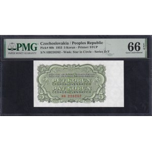 Czechoslovakia, 5 Korun, 1953, Gem UNC 66 EPQ