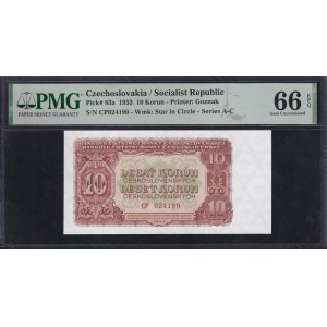 Czechoslovakia, 10 Korun, 1953, Gem UNC 66 EPQ