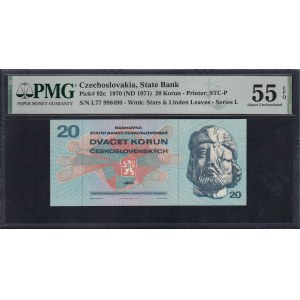 Czechoslovakia, 20 Korun, 1970 (1971), About UNC 55 EPQ
