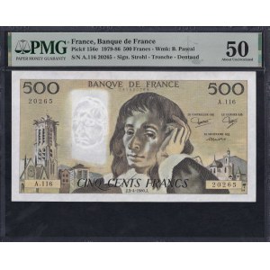France, 500 Francs, 1979-86, About UNC 50