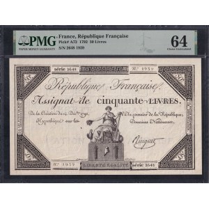 France, 50 Livres, 1792, Choix UNC 64