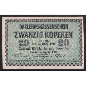 Germany, 20 Kopeken, 1916, POSEN, VF-XF,