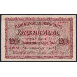 Germany, 20 Mark, 1918, KOWNO, XF