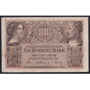 Německo, 100 marek, 1918, KOWNO, VF
