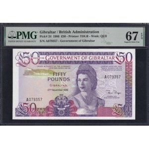 Gibraltar, 50 Pounds, 1986, Superb Gem UNC 67 EPQ