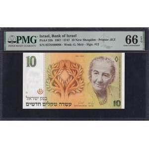 Israel, 10 New Sheqalim, 1987, Gem UNC 66 EPQ