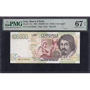 Italy, 100000 Lire, 1994, Superb Gem UNC 67 EPQ