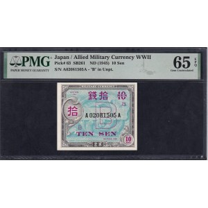 Japan, 10 Sen, 1945, Gem UNC 65 EPQ