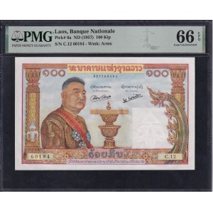 Laos, 100 Kip, 1957, Gem UNC 66 EPQ
