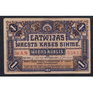 Latvia, 1 Ruble, 1919, VF