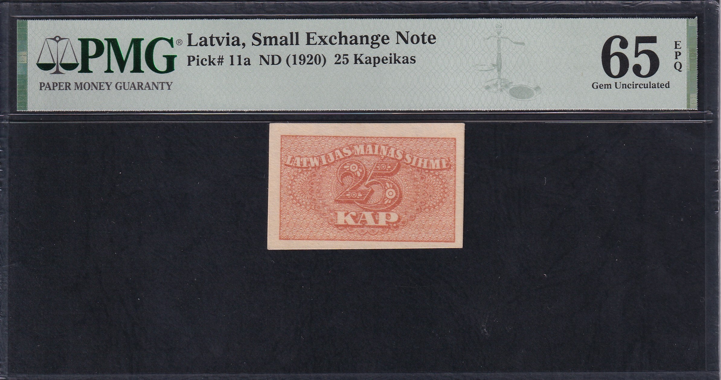Latvia, 25 Kapeikas, 1920, Gem UNC 65 EPQ, ''TOP POP