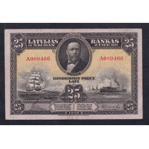 Latvia, 25 Lati, 1928, VF