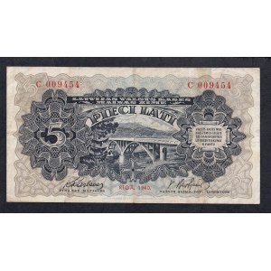 Latvia, 5 Lati, 1940, XF
