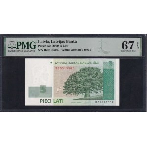 Latvia, 5 Lati, 2009, Superb Gem UNC 67 EPQ
