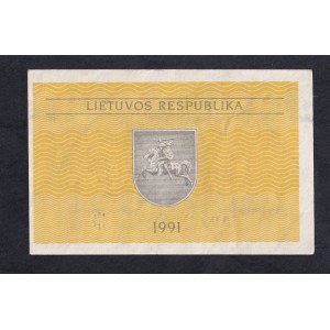 Lithuania, 0.5 Talonas, 1991, XF-AU, ''Valstybinis'', ERROR