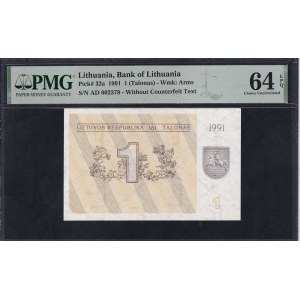 Lithuania, 1 Talonas, 1991, Choice UNC 64 EPQ