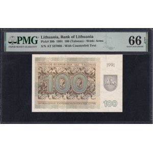 Lithuania, 100 Talonas, 1991, Gem UNC 66 EPQ