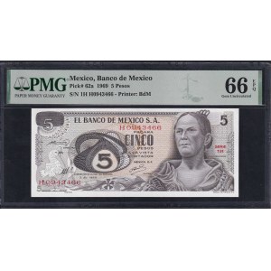 Mexico, 5 Pesos, 1969, Gem UNC 66 EPQ