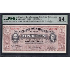Mexico, 20 Pesos, 1915, Choice UNC 64