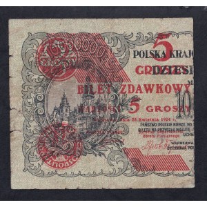 Poland, 5 Groszy, 1924, F