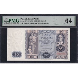 Poland, 20 Zlotych, 1936, Choice UNC 64