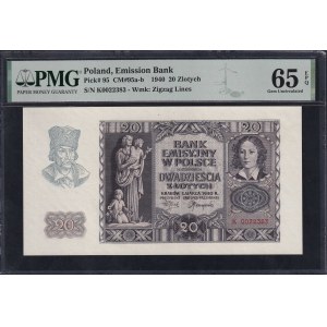 Poland, 20 Zlotych, 1940, Gem UNC 65 EPQ